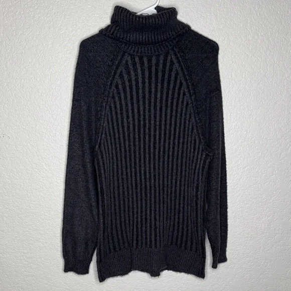 Free People Big City Turtleneck Knit Sweater Gray Ribbed XS - Picture 2 of 7